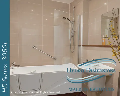 HD 3060 L walk in tub low profile bathtub with a door.
