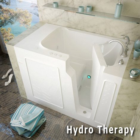 29 x 52 walk in bath tub with chair height seat and inward swinging door