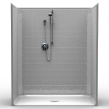 60" x 33" single piece roll in shower
