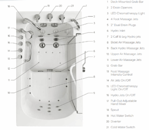 extra large walk in tubs diagram